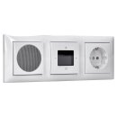 Busch-Jaeger Unterputz-Radio-Set:  8215 U-101 Busch-Radio DAB+ + 8252-914-101 Zentralscheibe für Busch-Radio + 20 EUC-914 SCHUKO® Steckdose + 8223 U Lautsprecher-Einsatz + 8253-914 Zentralscheibe + 1723-914 3-fach Rahmen, Alpinweiß Busch-balance® SI