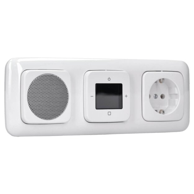 Busch-Jaeger Unterputz-Radio-Set: DAB+ Radio + Lautsprecher-Einsatz +  SCHUKO® Steckdose + 3-fach Rahmen, Alpinweiß Busch Reflex SI