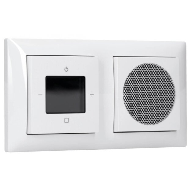 Busch-Jaeger Unterputz-Radio-Set: 8217 U-101 Busch- DAB+ Radio + 8252-914-101 Zentralscheibe für Busch-DAB+ Radio + 8223 U Lautsprecher-Einsatz + 8253-914 Zentralscheibe + 1722-914 2-fach Abdeckrahmen Alpinweiß Busch-balance® SI