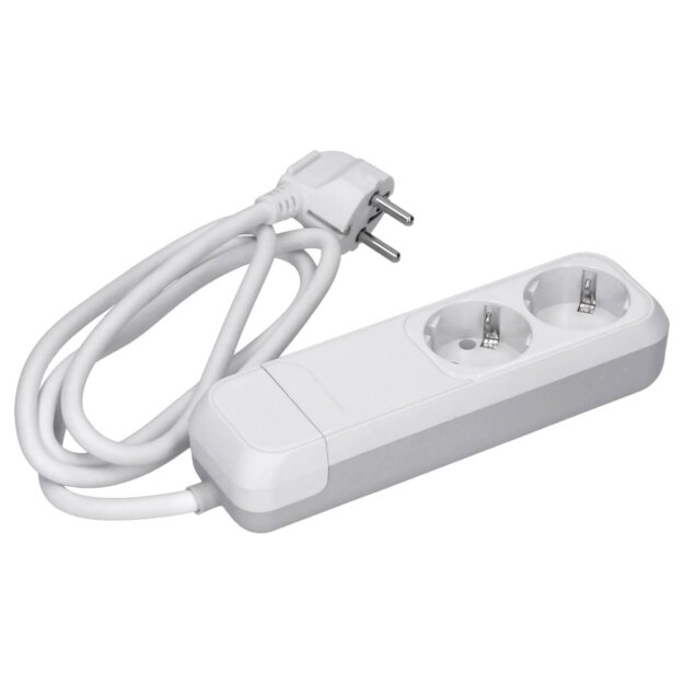 Voxura M01-WS2-15 Mehrfachsteckdosenleiste 2-fach mit Kabel 1,5m weiß