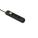 Voxura M03-SW3-15 Mehrfachsteckdosenleiste 3-fach mit Kabel 1,5m und Schalter und USB schwarz