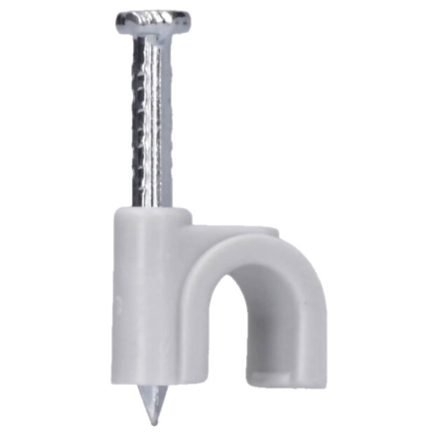 Voxura K04-2301-07 Nagelschelle Kabelschelle Rundschelle 7 mm mit Nagel Ø 1,8x25 mm grau