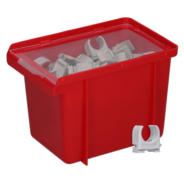 Voxura K05-1604-20 Rohr-Klemmschellen IEC 20 RAL 7035 in roter Box