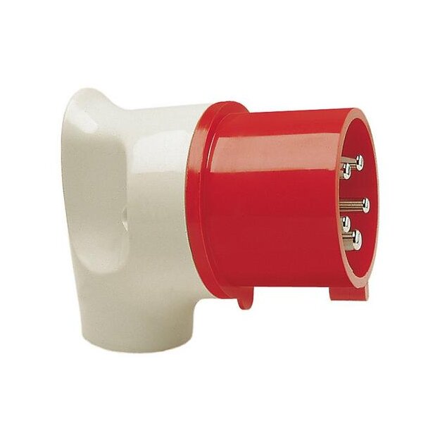 Walther 236 MONDO Winkelstecker 32A 5P 6h mit dem Gehäusehinterteil in Lichtgrau