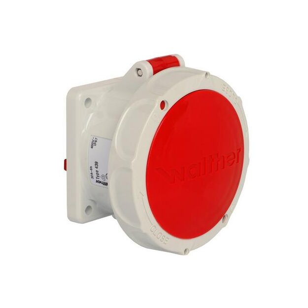 Walther 419 Wasserdichte Anbaudose gerade 16A 5P 6h mit Flansch 75x75mm