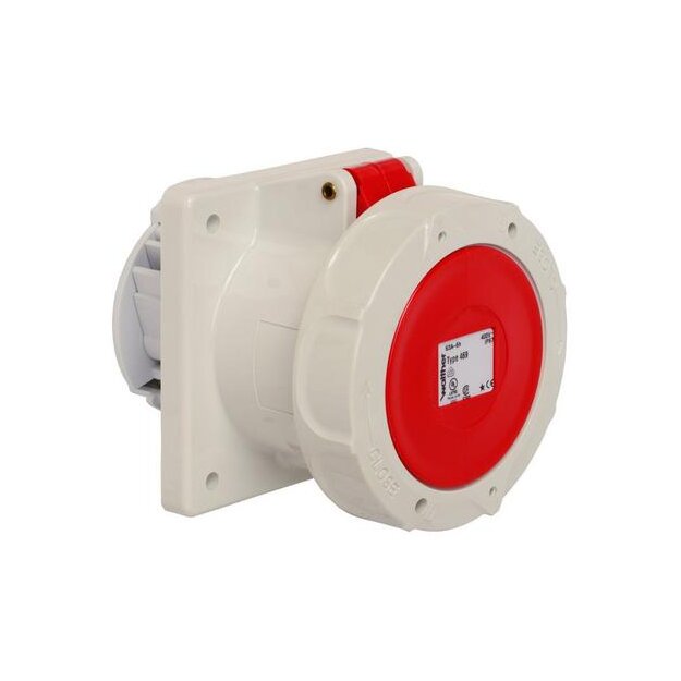 Walther 469 Wasserdichte Anbaudose gerade 63A 5P 6h mit Flansch 107x100mm