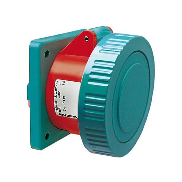 Walther 7419 Wasserdichte CEPro Anbaudose gerade 16A 5P 6h mit angeschraubtem Flansch 80x80mm