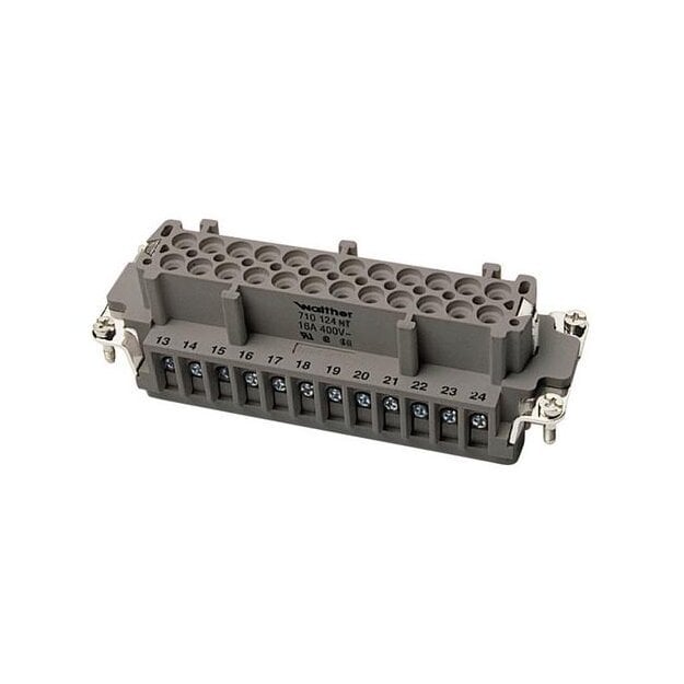 Walther 710124HT Buchseneinsatz der Baureihe B HT 24P+E mit Drahtschutz und einer Nummerierung von 1-24