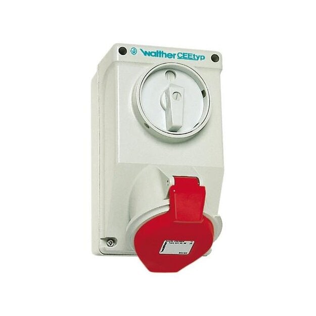 Walther AA130 Wandsteckdose 32A 5P 6h mit 2-poligem Ausschalter ohne Verriegelung