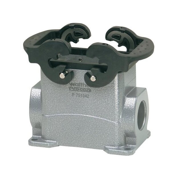 Walther P711110MS Sockelgehäuse B10 BB18 DD42 und MOB10 aus Aluminium der Höhe 53mm mit Querverriegelungsbügeln und 2xM20 Stutzen