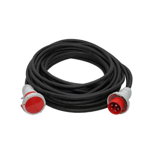 Walther 39300506250067 CEE-Verlängerungsleitung mit Stecker und Kupplung 32A 5P 400V 6h IP67 25m lang und Typ H07RN-F 5G6