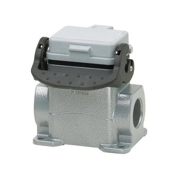 Walther P711606MSAL Sockelgehäuse B6 BB10 DD24 und MOB6 aus Aluminium der Höhe 53mm mit Alu-Klappdeckel Längsverriegelungsbügel 1xM20 Stutzen