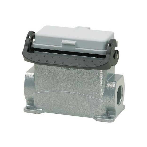 Walther P711616MS Sockelgehäuse B16 BA6 BB32 D40 DD72 und MOB16 aus Aluminium der Höhe 68mm mit Klappdeckel Längsverriegelungsbügel und 1xM25 Stutzen