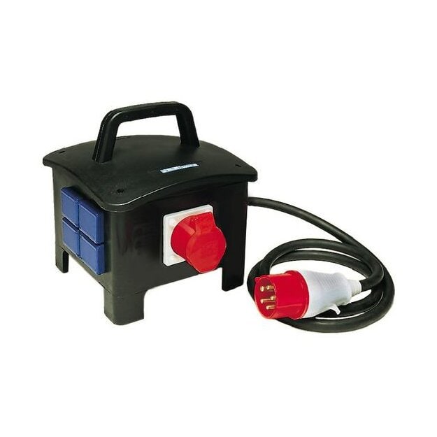 Walther 6490101 Tragbare Vollgummi-Steckdosenkombination 16A mit einem RCD TypA einem CEE-Abgang 16A 4 Schukos und Anschluss über Leitung mit 16A Stecker