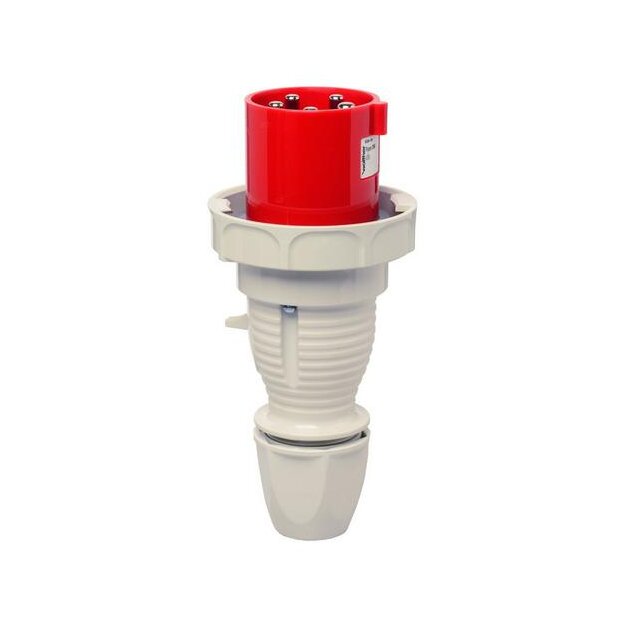 Walther 268 Wasserdichter Stecker 63A 5P 6h mit außenliegender Kabelverschraubung