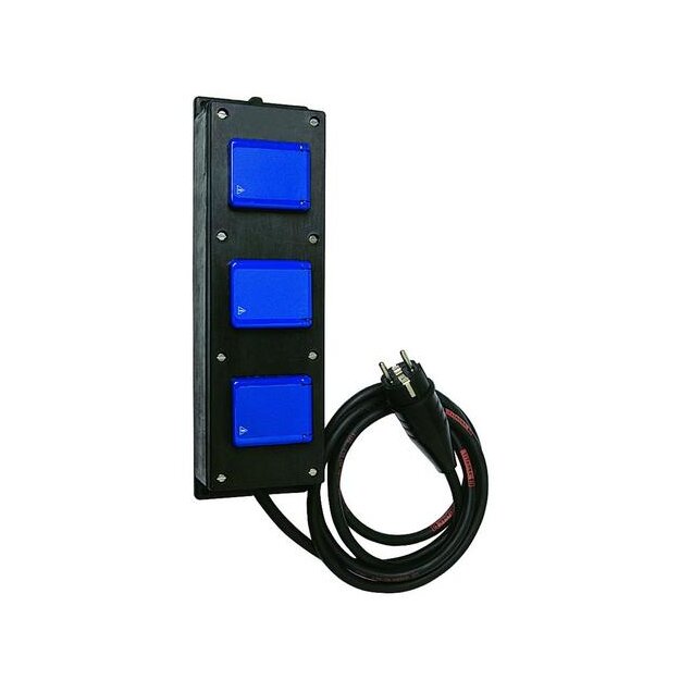 Walther 6400001 Tragbare Vollgummi-Steckdosenleiste 16A mit 3 Schukos und Anschluss über Leitung mit Vollgummischukostecker