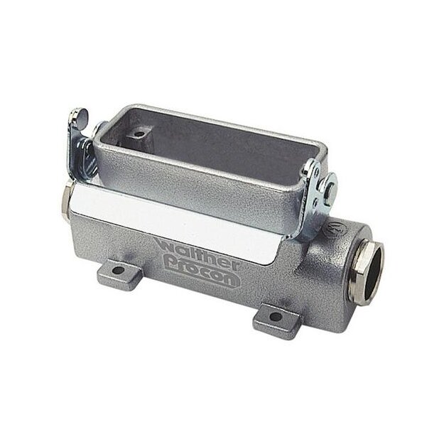 Walther T701416MS Sockelgehäuse A16 und D25 aus Aluminium der Höhe 57mm mit Längsverriegelungsbügel und 1xM20 Stutzen