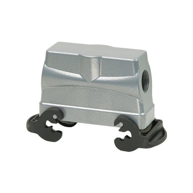 Walther P713124 Tüllengehäuse B24 BB46 DD108 und MOB24 aus Aluminium der Höhe 76mm mit Querverriegelungsbügeln 1xM32 Gewindebohrung und Kabeleinführungen seitlich