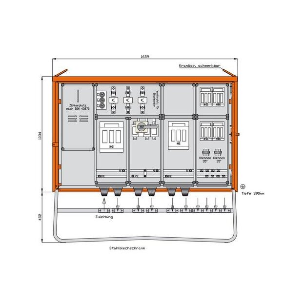 Walther WA0046 Anschlussschrank 218kVA mit Wandlermessung und 6 NH-Abgängen