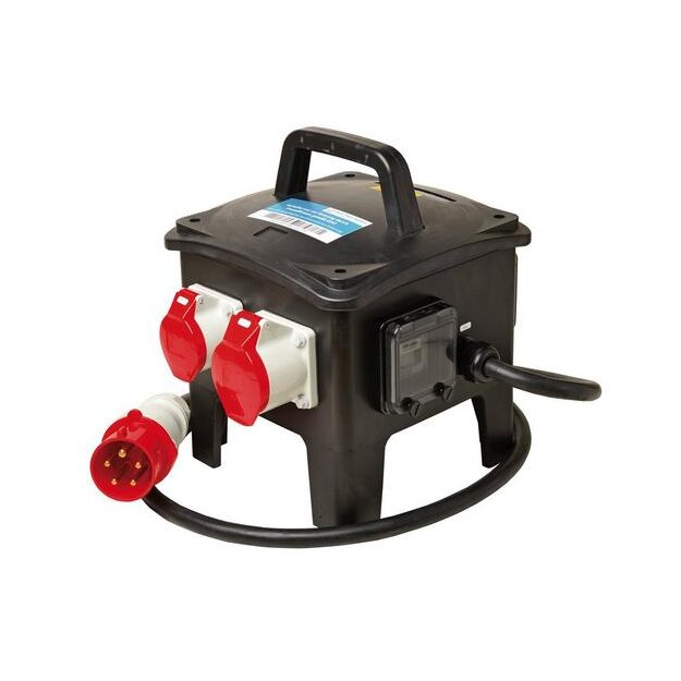 Walther 649309901 Tragbare Vollgummiverteiler mit einem RCD 4 MCBs 3 Schutzkontaktsteckdosen 2 CEE-Abgänge 16-32A und einem elektronischen DS-Zähler