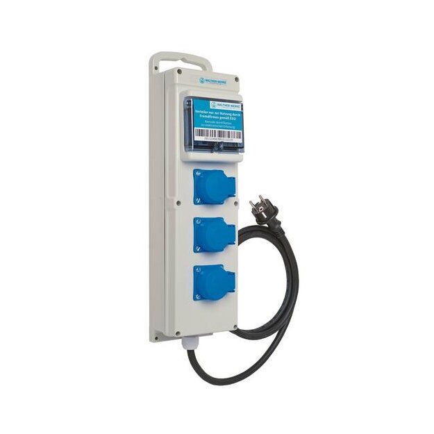 Walther 651009901 Kunststoff Steckdosenleiste mitn einem RCD 3 Schutzkontaktsteckdosen und einem WS-Zähler