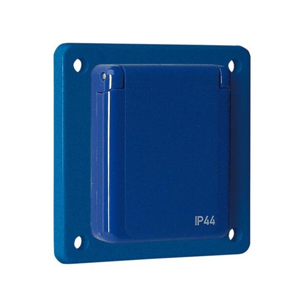 Walther 10005 Anbau-Schutzkontaktsteckdose gerade 16A 3P mit Flansch75x75mm Blau