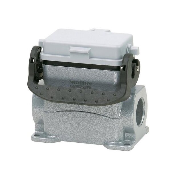 Walther P711710MS Sockelgehäuse B10 BB18 DD42 und MOB10 aus Aluminium der Höhe 53mm mit Klappdeckel Längsverriegelungsbügel und 2xM20 Stutzen