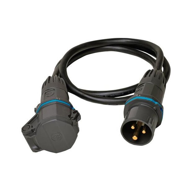 Walther 39100302100100 CEE NEO-Leitung mit Stecker und Kupplung 16A 3P 230V 6h IP54 10m lang und Typ H07RN-F 3G2,5