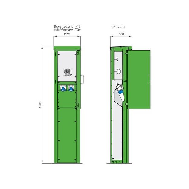 Walther 84201200 Satellitensäule mit 2 CEE-Abgängen 16A