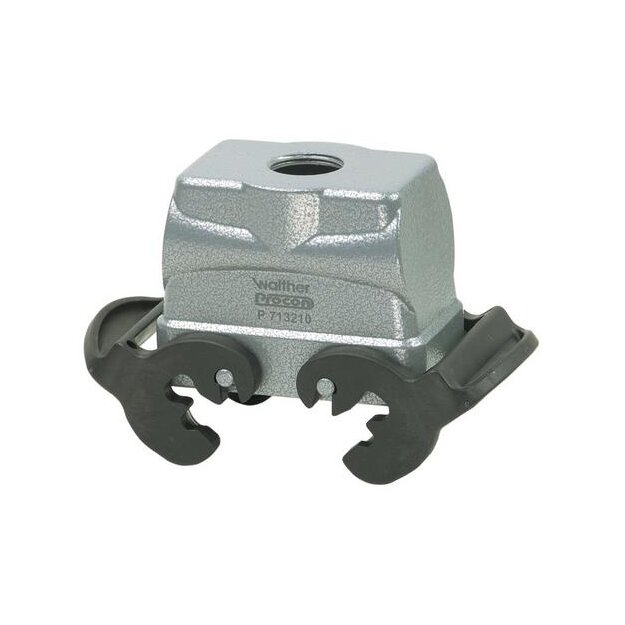 Walther P753242 Tüllengehäuse B10 BB18 DD42 und MOB10 aus Aluminium der Höhe 72mm mit Querverriegelungsbügeln 1xM25 Gewindebohrung und Kabeleinführung gerade