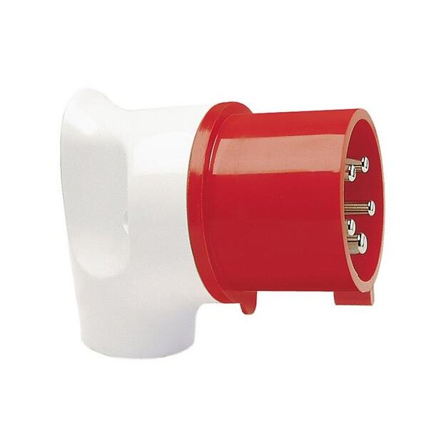 Walther 216RW MONDO Winkelstecker 16A 5P 6h mit dem Gehäusehinterteil in Reinweiß