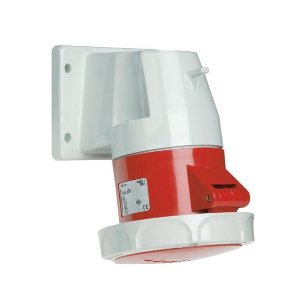 Walther 518406 Wasserdichte Anbaudose schräg 16A 4P 6h mit angeschraubtem Flanschgehäuse 66x80mm