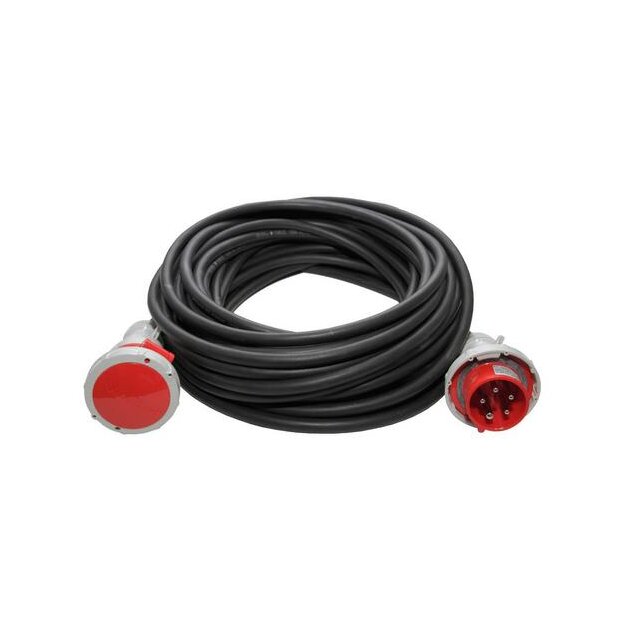 Walther 39100502500067 CEE-Verlängerungsleitung mit Stecker und Kupplung 16A 5P 400V 6h IP67 50m lang und Typ H07RN-F 5G2,5