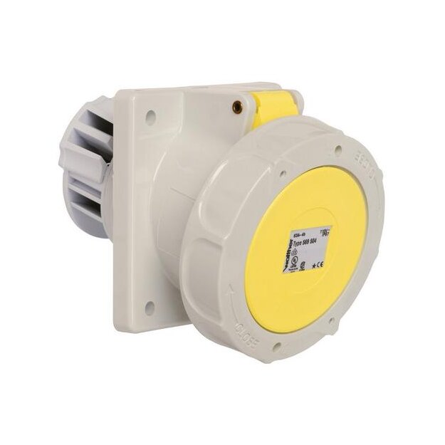 Walther 569504 Wasserdichte Anbaudose schräg 63A 5P 4h mit Flansch 107x100mm