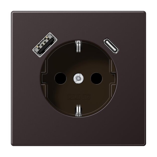 Jung AL1520-15CAD SCHUKO-Steckdose mit USB-Ladegerät Safety+ Typ AC Aluminium lackiert Dark