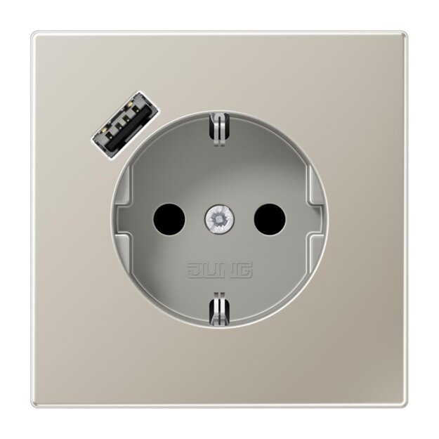 Jung ES1520-18A SCHUKO-Steckdose mit USB-Ladegerät Safety+ Typ A Edelstahl Edelstahl
