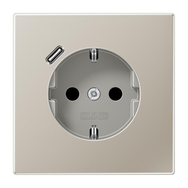 Jung ES1520-18C SCHUKO-Steckdose mit USB-Ladegerät Safety+ Typ C Edelstahl Edelstahl