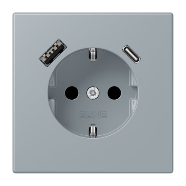 Jung LC1520-15CA257 SCHUKO-Steckdose mit USB-Ladegerät Safety+ Typ AC LC4320O (Thermoplast lackiert) Gris Clair 59 Les Couleurs® Le Corbusier