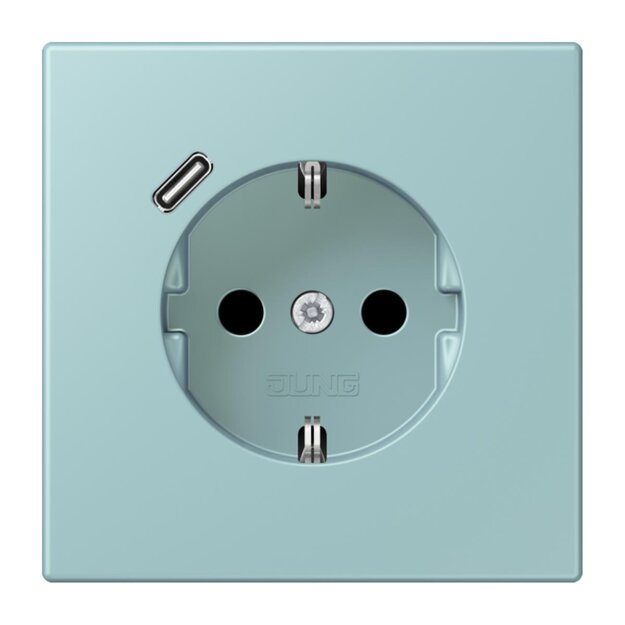 Jung LC1520-18C214 SCHUKO-Steckdose mit USB-Ladegerät Safety+ Typ C LC32033 (Thermoplast lackiert) Céruléen Clair Les Couleurs® Le Corbusier