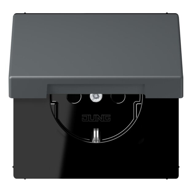 Jung LC1520BFKIKL202 SCHUKO-Steckdose Safety+ mit Klappdeckel LC32010 (Thermoplast lackiert) Gris Foncé 31 Les Couleurs® Le Corbusier