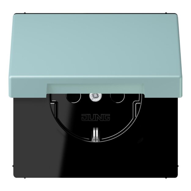 Jung LC1520BFKIKL214 SCHUKO-Steckdose Safety+ mit Klappdeckel LC32033 (Thermoplast lackiert) Céruléen Clair Les Couleurs® Le Corbusier