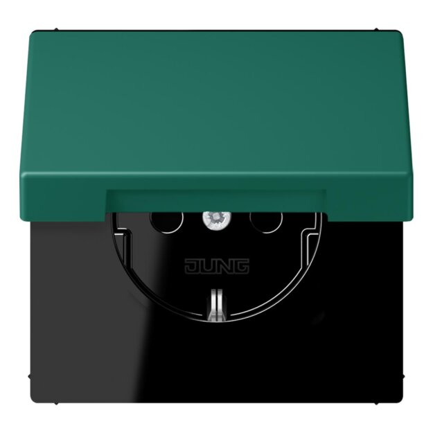 Jung LC1520BFKIKL216 SCHUKO-Steckdose Safety+ mit Klappdeckel LC32040 (Thermoplast lackiert) Vert Anglais Les Couleurs® Le Corbusier