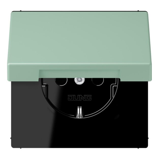 Jung LC1520BFKIKL217 SCHUKO-Steckdose Safety+ mit Klappdeckel LC32041 (Thermoplast lackiert) Vert Anglais Clair Les Couleurs® Le Corbusier