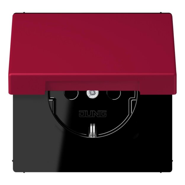 Jung LC1520BFKIKL229 SCHUKO-Steckdose Safety+ mit Klappdeckel LC32100 (Thermoplast lackiert) Rouge Carmin Les Couleurs® Le Corbusier