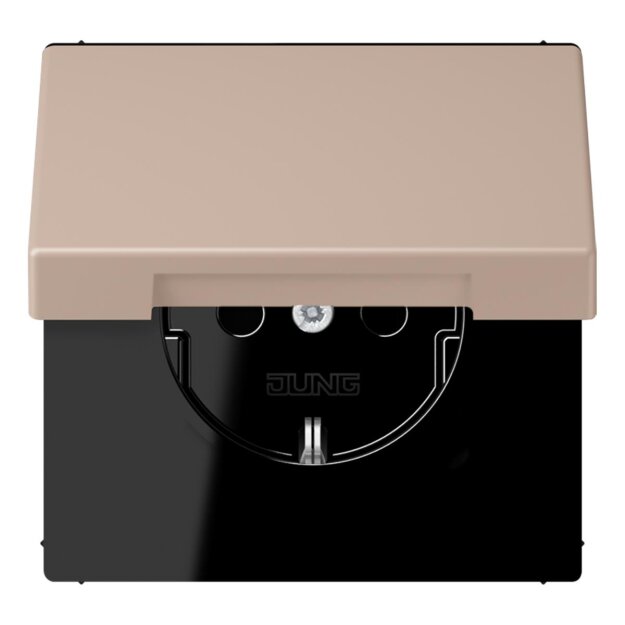 Jung LC1520BFKIKL240 SCHUKO-Steckdose Safety+ mit Klappdeckel LC32131 (Thermoplast lackiert) Ombre Brûlée Claire Les Couleurs® Le Corbusier