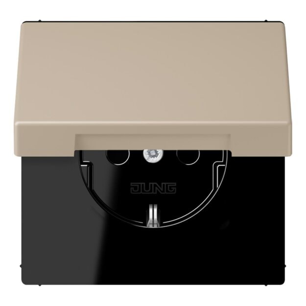 Jung LC1520BFKIKL243 SCHUKO-Steckdose Safety+ mit Klappdeckel LC32142 (Thermoplast lackiert) Ombre Naturelle Claire Les Couleurs® Le Corbusier