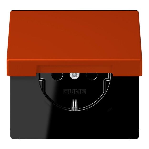 Jung LC1520BFKIKL244 SCHUKO-Steckdose Safety+ mit Klappdeckel LC4320A (Thermoplast lackiert) Rouge Vermillon 59 Les Couleurs® Le Corbusier