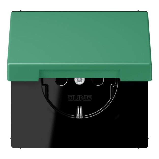 Jung LC1520BFKIKL250 SCHUKO-Steckdose Safety+ mit Klappdeckel LC4320G (Thermoplast lackiert) Vert 59 Les Couleurs® Le Corbusier