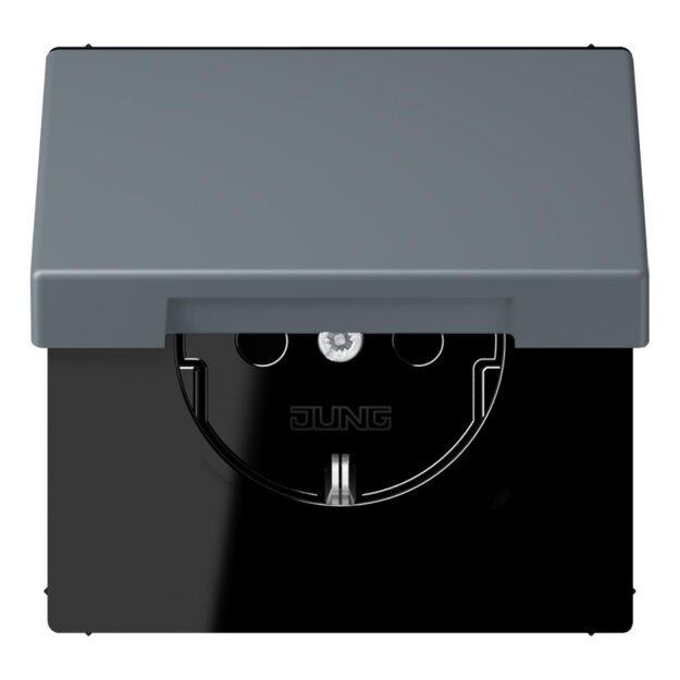 Jung LC1520BFKIKL251 SCHUKO-Steckdose Safety+ mit Klappdeckel LC4320H (Thermoplast lackiert) Gris 59 Les Couleurs® Le Corbusier