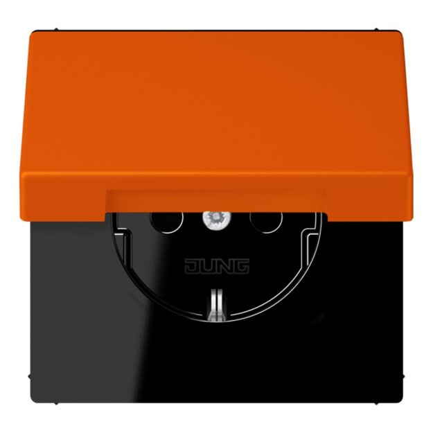Jung LC1520BFKIKL260 SCHUKO-Steckdose Safety+ mit Klappdeckel LC4320S (Thermoplast lackiert) Orange Vif Les Couleurs® Le Corbusier
